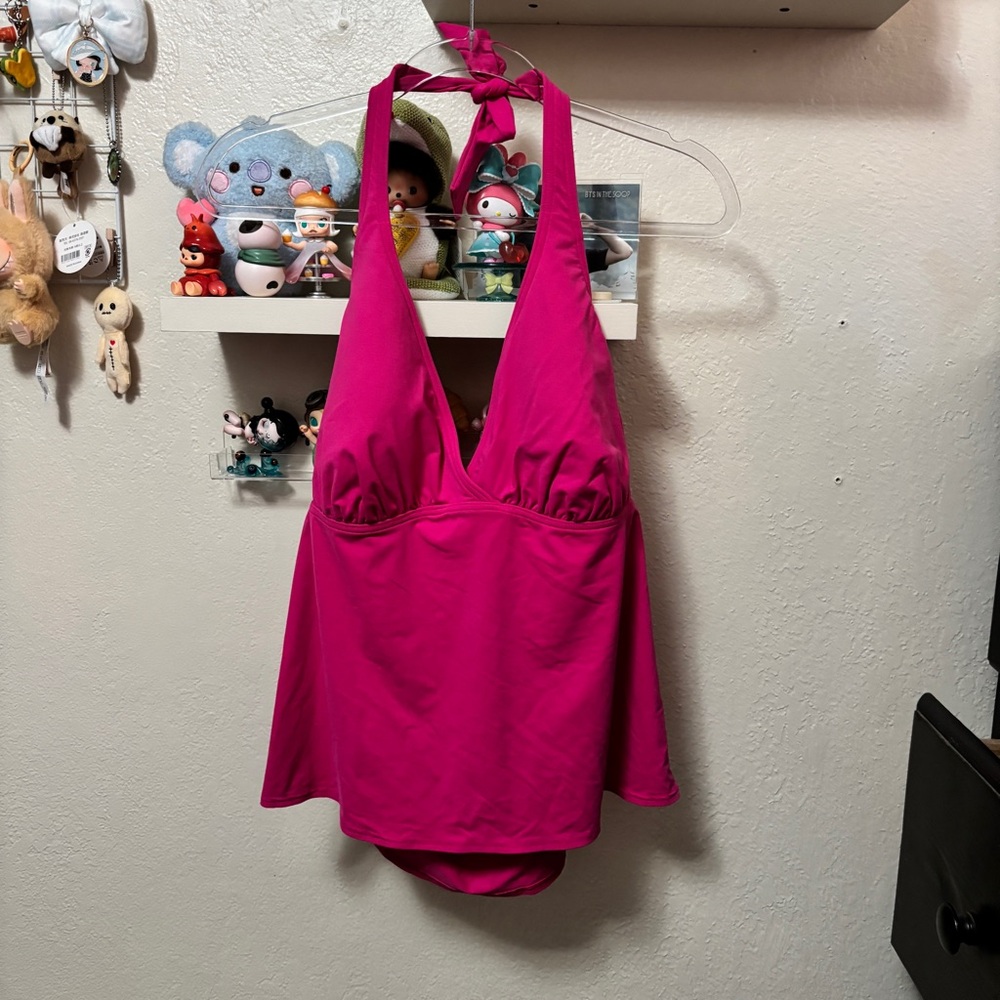 Lands End Tankini Halter Top Pink Size 16